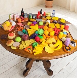 Kids Pretend Play Food Set - Colorful Plastic Fruits & Snacks